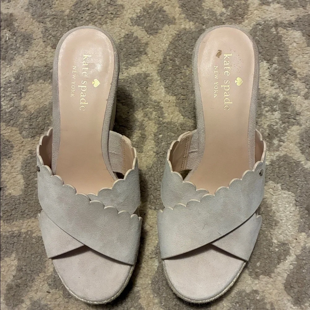 Kate Spade Tegan Wedge Mule Slide Sandal Espadrilles Pink Blush Color Size 7.5